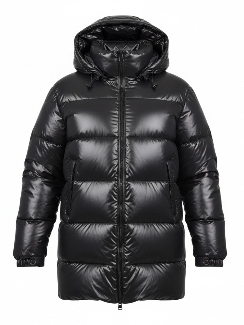 Zara Black Glossy Down Puffer Jacket, New w Tags, Medium